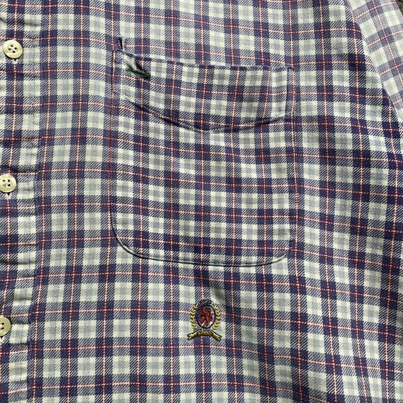 Vintage 90s Tommy Hilfiger Button Shirt Mens XL Check Lightweight Flannel - Picture 9 of 16